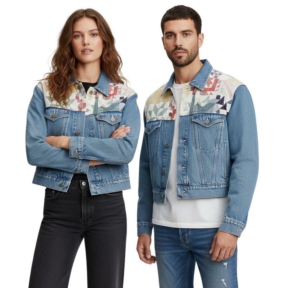 Polo Ralph Lauren XXL Quilted Patchwork Denim Trucker Jacket Authentic RL Unisex